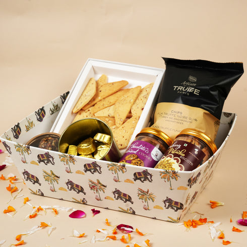 Van Mahal Gold Foil Basket (Ivory)