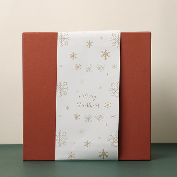 Christmas Rust Orange Gift Box with Snowflakes Sleeve