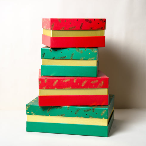 Christmas Pine Gold Foiled Green Gift Box