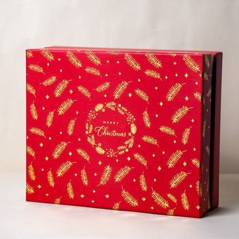 Christmas Pine Gold Foiled Red Gift Box