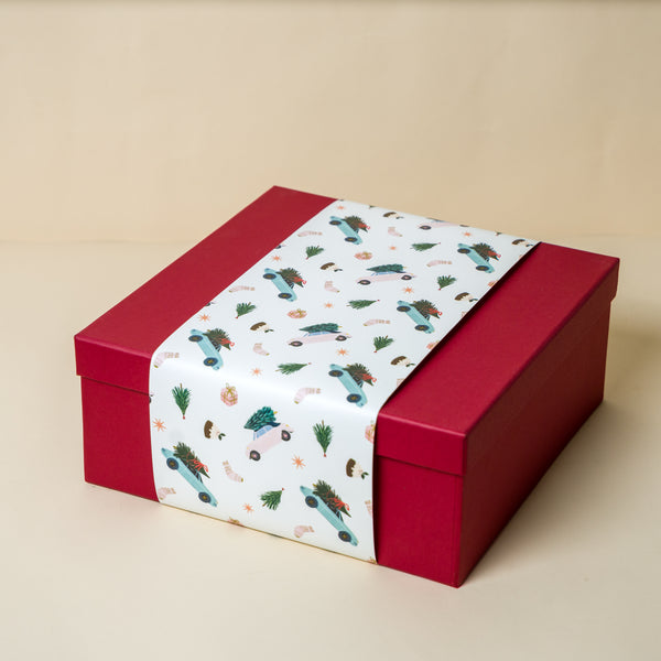 Red Gift Box with Santa’s Roadtrip Sleeve