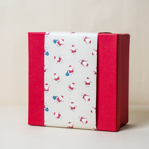 Red Gift Box with Cream Happy Santa Sleeve