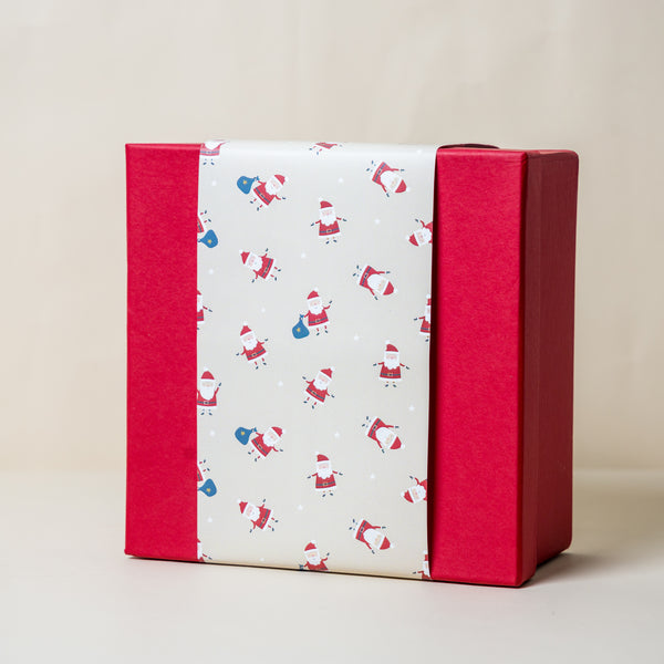Red Gift Box with Cream Happy Santa Sleeve