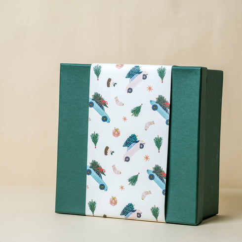Green Gift Box with Santa’s Roadtrip Sleeve