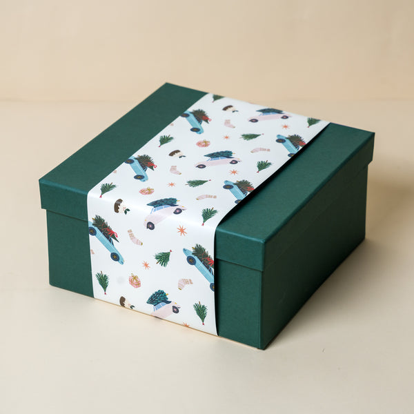 Green Gift Box with Santa’s Roadtrip Sleeve