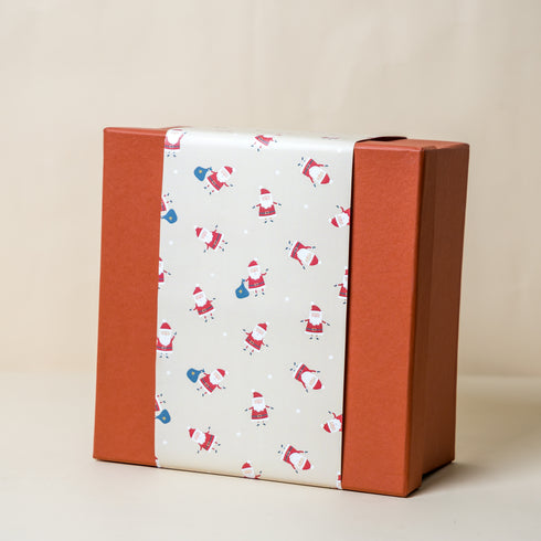 Rust Gift Box with Cream Happy Santa Sleeve