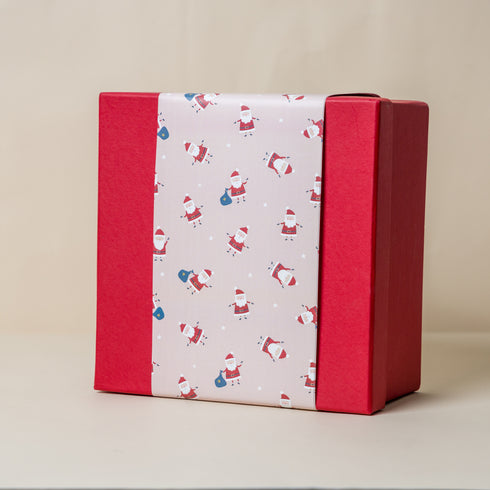 Red Gift Box with Pink Happy Santa Sleeve