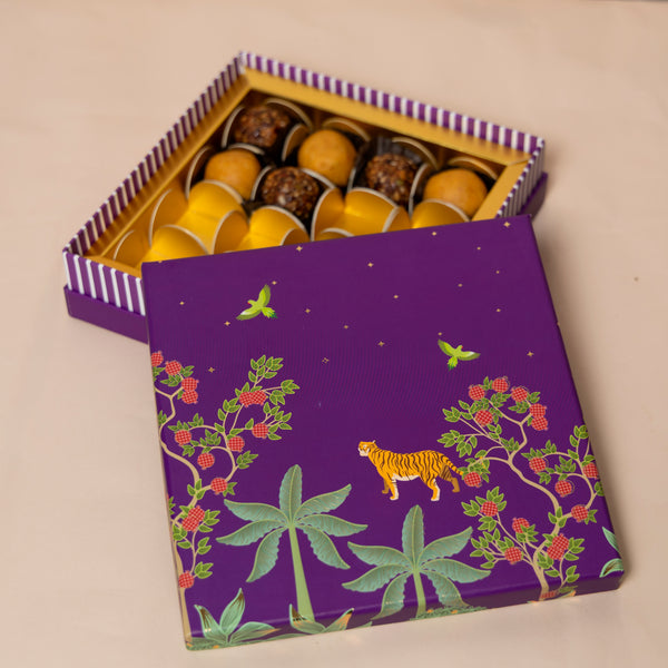 Bageecha Purple Cuff Style Mithai/Chocolate Box ( Cavity of 16 pcs )