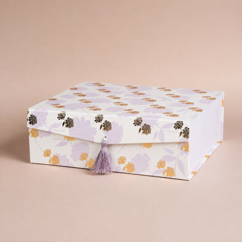 Peony Lavender Tassel Box - Foldable/Collapsible Magnetic Box