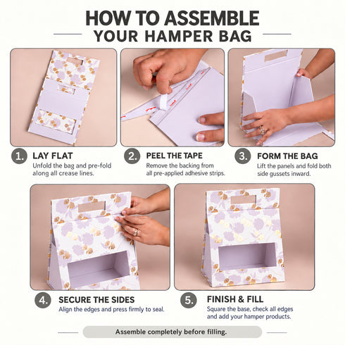 Peony Lilac Rigid Hamper Bag with Window