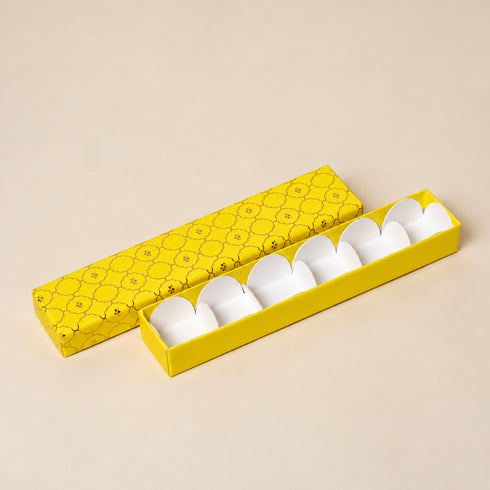 Moroccan Festive Yellow Foil Rigid Chocolate Box ( Cavity of 6 pcs )