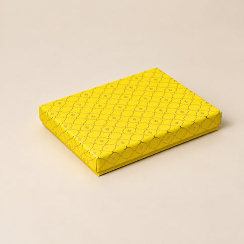Moroccan Festive Yellow Gold Foil Rigid Chocolate Box ( Cavity of 12 pcs )