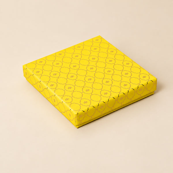 Moroccan Festive Yellow Gold Foil Rigid Chocolate Box ( Cavity of 9 pcs )