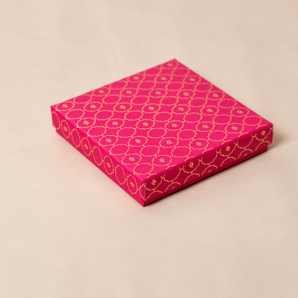 Moroccan Rani Pink Gold Foil Rigid Chocolate Box ( Cavity of 9 pcs )