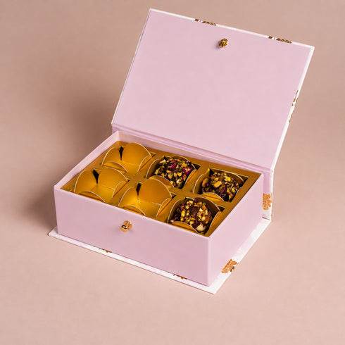 Peony Pink Mithai/Bakery Box (Cavity of 6 pcs) - The Keepsake Edition