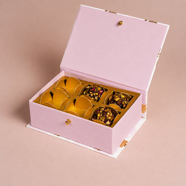 Peony Pink Mithai/Bakery Box (Cavity of 6 pcs) - The Keepsake Edition