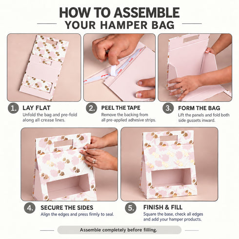 Peony Pink Rigid Hamper Bag with Window