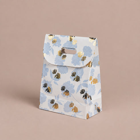 Peony Blue Gold Foil Gift Bags