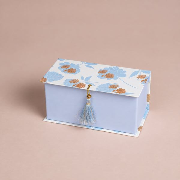 Peony Blue Jar Box of 2 with Tassel
