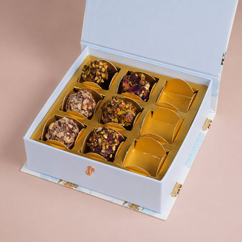 Peony Blue Mithai/Bakery Box (Cavity of 9 pcs) - The Keepsake Edition