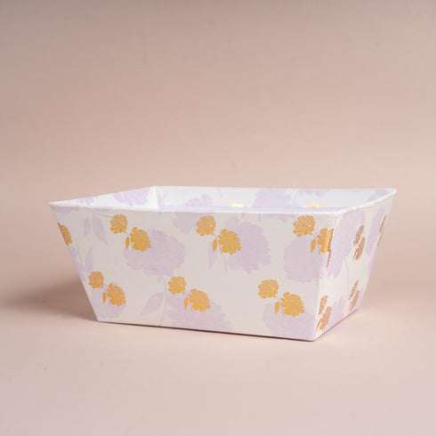 Peony Lilac Basket with Gold Foiled Flowers