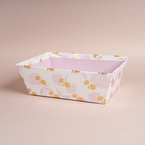 Peony Pink Basket with Gold Foiled Flowers