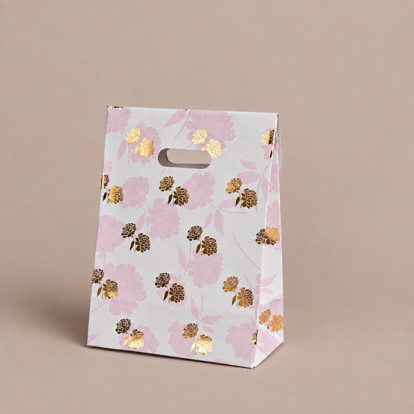 Peony Pink Gold Foil Gift Bags