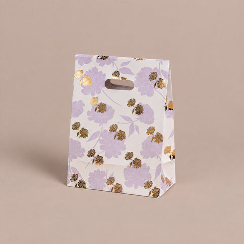 Peony Lilac Gold Foil Gift Bags