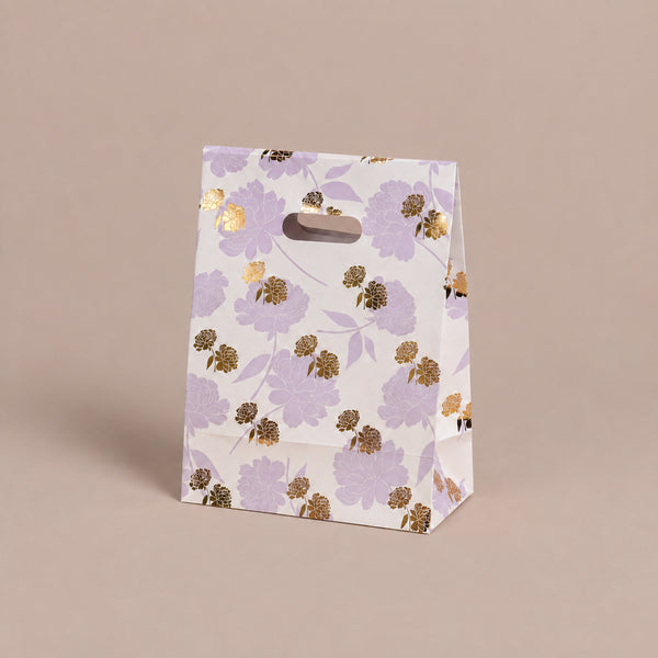 Peony Lilac Gold Foil Gift Bags