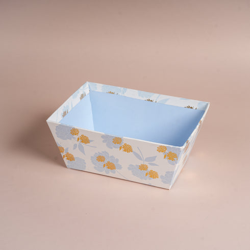 Peony Blue Basket with Gold Foiled Flowers