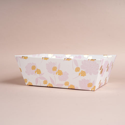 Peony Pink Basket with Gold Foiled Flowers