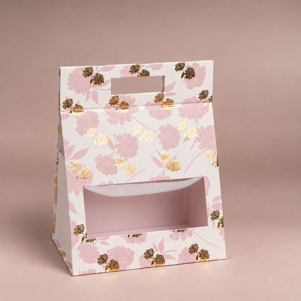 Peony Pink Rigid Hamper Bag with Window