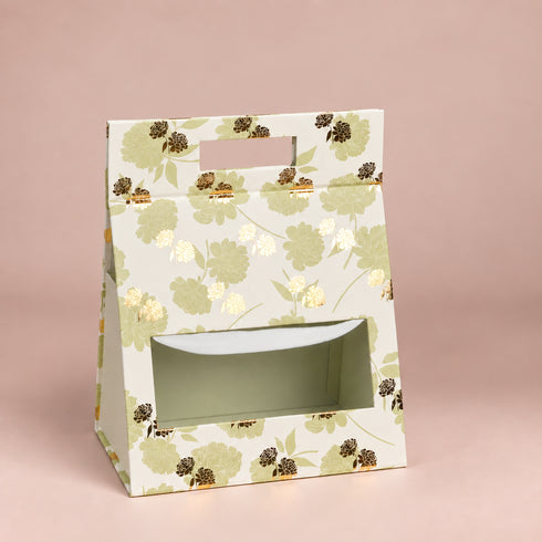 Peony Mint Green Rigid Hamper Bag with Window