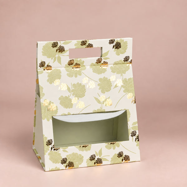 Peony Mint Green Rigid Hamper Bag with Window