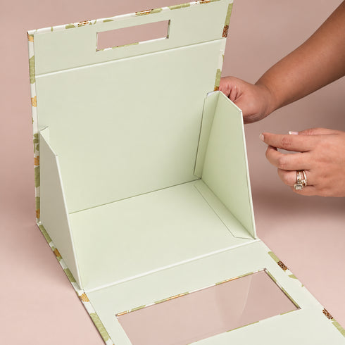 Peony Mint Green Rigid Hamper Bag with Window