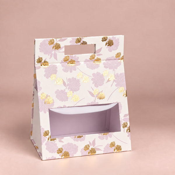 Peony Lilac Rigid Hamper Bag with Window
