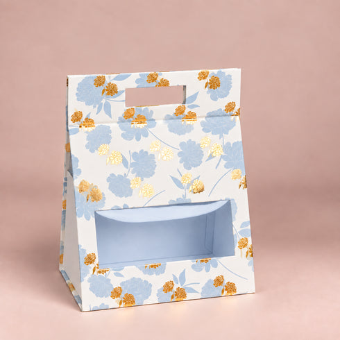 Peony Blue Rigid Hamper Bag with Window