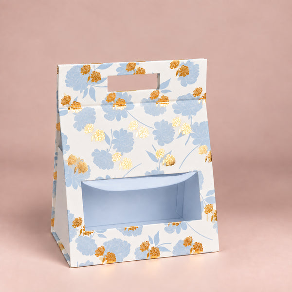 Peony Blue Rigid Hamper Bag with Window