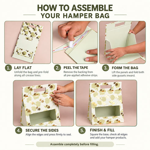 Peony Mint Green Rigid Hamper Bag with Window