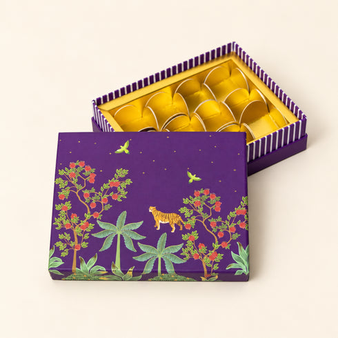 Bageecha Purple Cuff Style Mithai/Chocolate Box ( Cavity of 12 pcs )