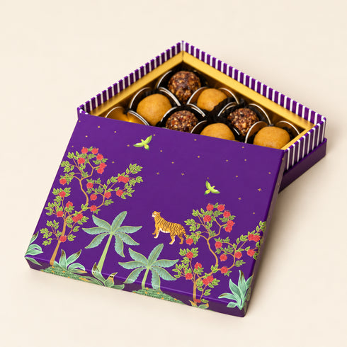 Bageecha Purple Cuff Style Mithai/Chocolate Box ( Cavity of 12 pcs )