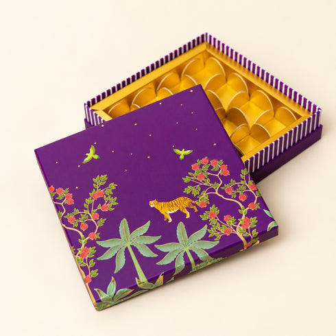 Bageecha Purple Cuff Style Mithai/Chocolate Box ( Cavity of 16 pcs )