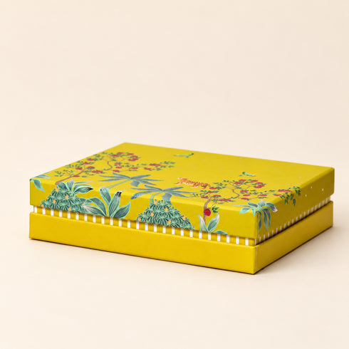 Bageecha Yellow Cuff Style Mithai/Chocolate Box ( Cavity of 12 pcs )