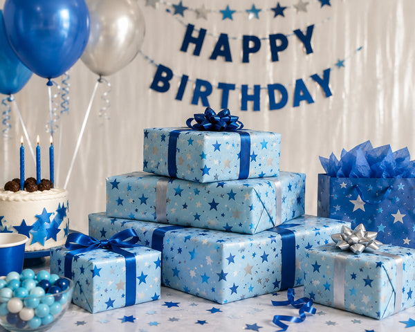 Twin Blue Star Wrapping Roll (2 MTRS - 27.5X79 INCHES)