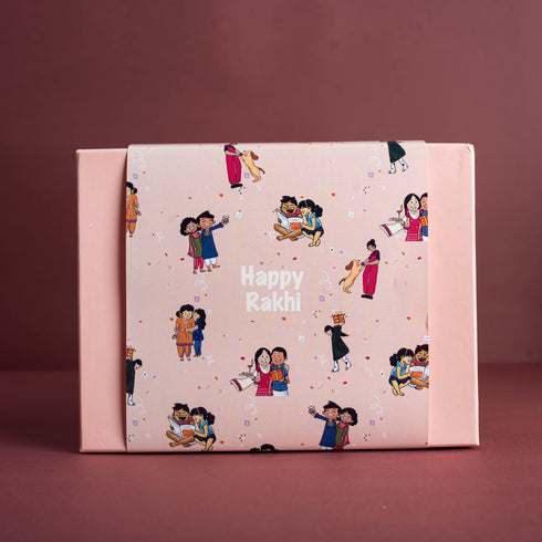 Pink Chocolate Box with Rakhi Sleeve (Cavity of 12 pcs)