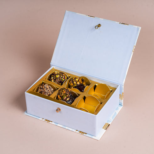 Peony Blue Mithai/Bakery Box (Cavity of 6 pcs) - The Keepsake Edition
