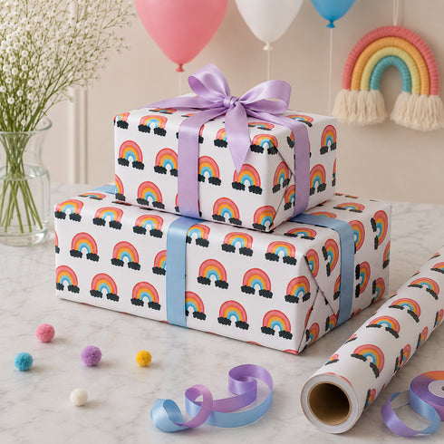 Silver Cloud Rainbow Wrapping Roll (2 MTRS - 27.5X79 INCHES)