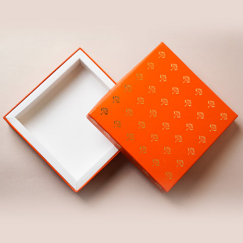 Festive Gold Foiled Rigid Chocolate Box (Orange - Cavity of 9 pcs)