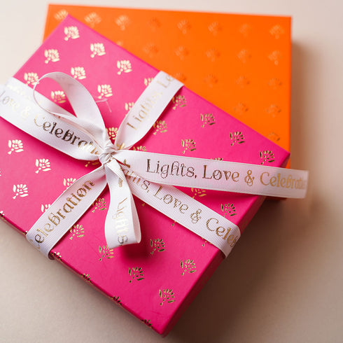 Festive Gold Foiled Rigid Chocolate Box (Bright Pink - Cavity of 12 pcs)