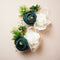 Emerald Green & White Rose Flower bunch - Pack of 4 pcs (for packaging & decoration)